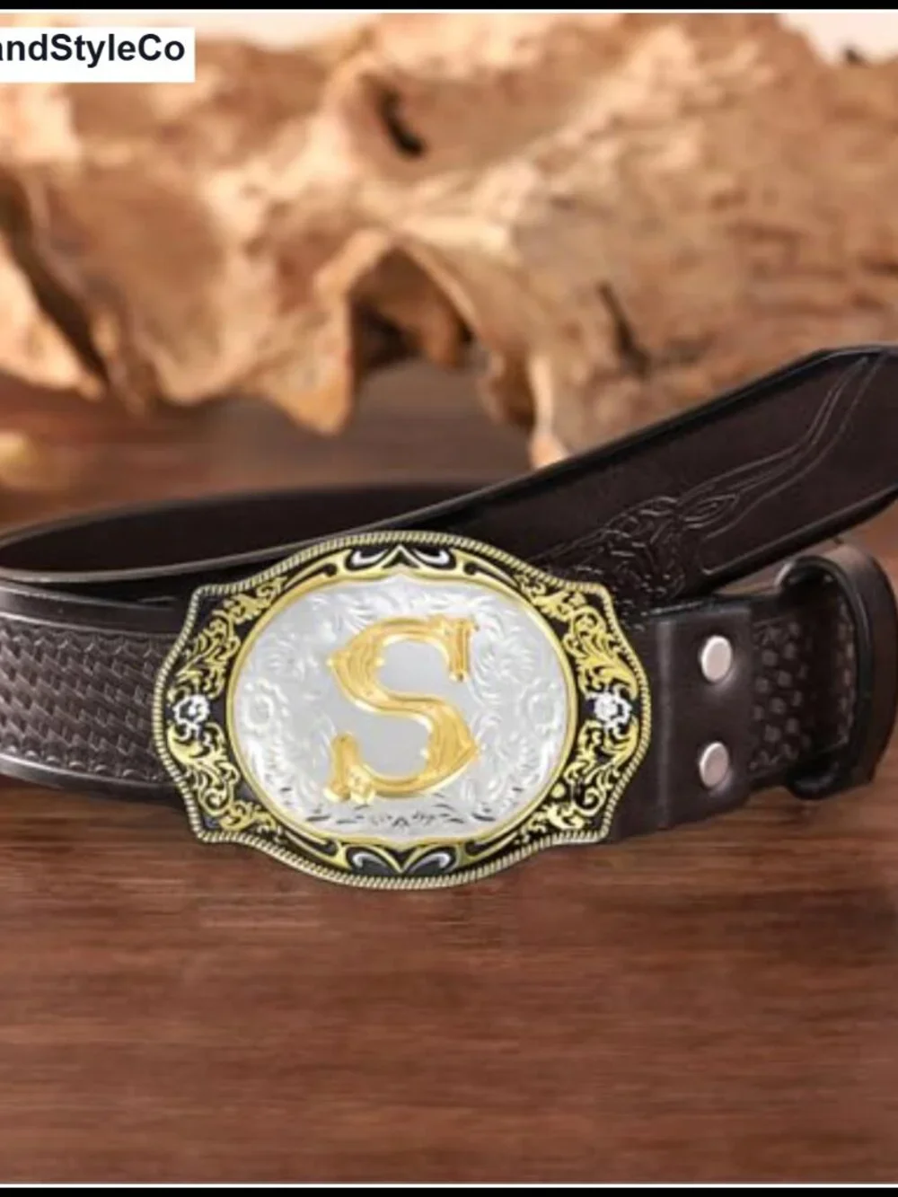 Metal Alphabet Letters Belt Buckle for Men Women Cowboy Western Snap on Belt